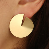 18k Gold-Plated Slit Round Stud Earrings