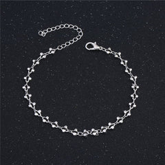 Silver-Plated Open Clover Station Anklet