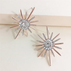 Cubic Zirconia & Crystal 18K Rose Gold-Plated Sunflower Drop Earrings