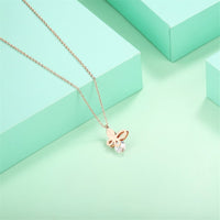 Crystal & 18K Rose Gold-Plated Butterfly Pendant Necklace