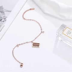 18K Rose Gold-Plated & Cubic Zirconia Abacus Charm Anklet