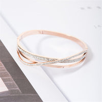 cubic zirconia & 18k Rose Gold-Plated Triple-Cross Bangle - streetregion