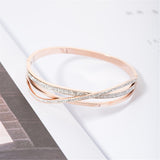 cubic zirconia & 18k Rose Gold-Plated Triple-Cross Bangle - streetregion