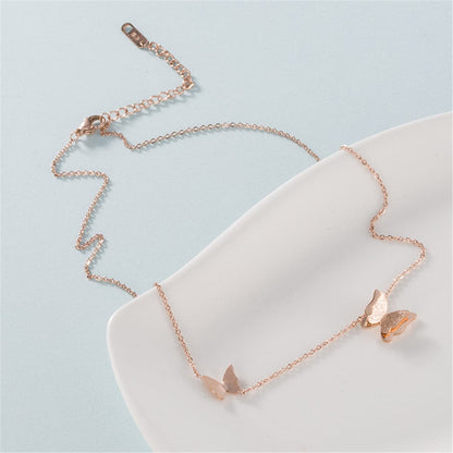 18K Rose Gold-Plated 3-D Butterfly Pendant Necklace, rose gold pendant necklace for women, elegant gift for her, front view