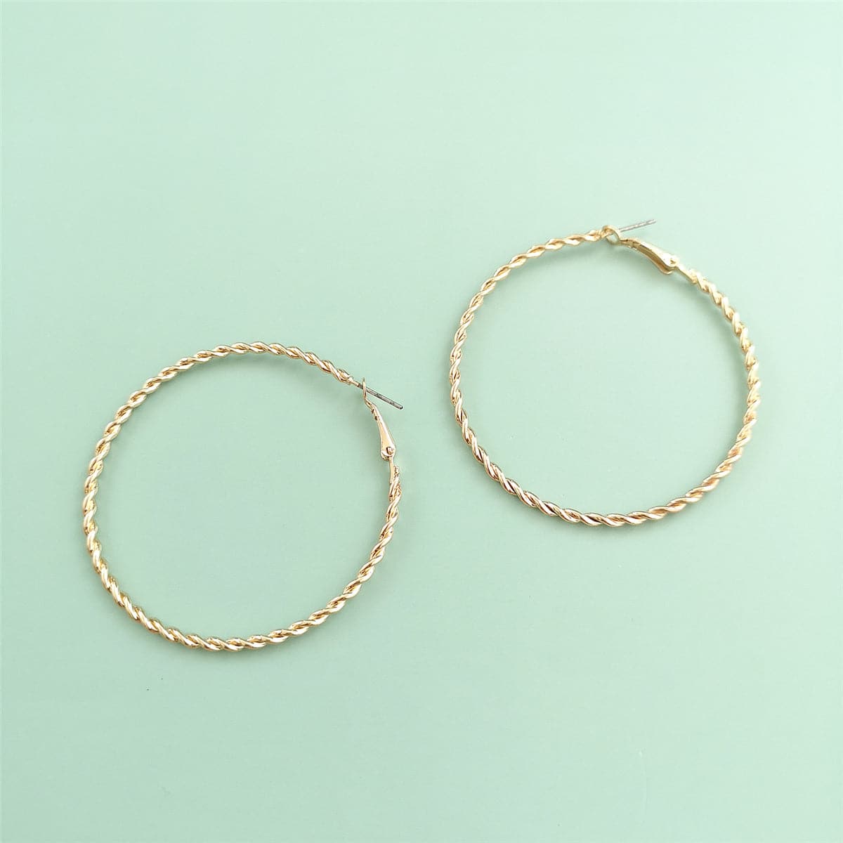 18K Gold-Plated Twine Hoop Earrings, everyday style, side view