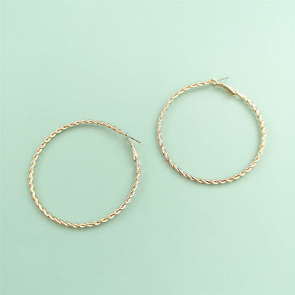 18K Gold-Plated Twine Hoop Earrings, everyday style, side view