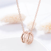 18k Rose Gold-Plated Openwork Ring Pendant Necklace - streetregion