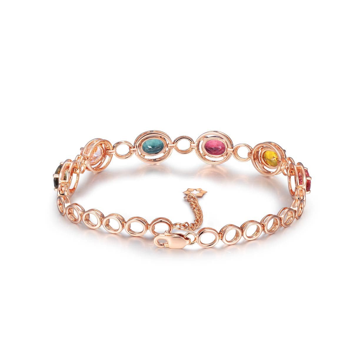 Red & Blue Crystal & 18K Rose Gold-Plated Oval Station Bracelet