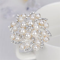 Imitation Pearl & Cubic Zirconia Floral Brooch