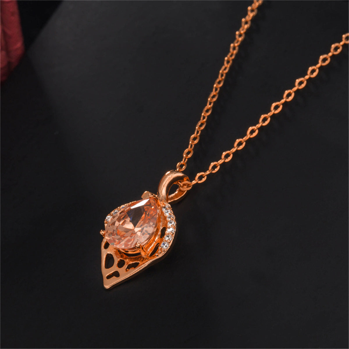 Yellow Crystal and Cubic Zirconia Pendant Necklace, pendant necklace for women, everyday style, side view