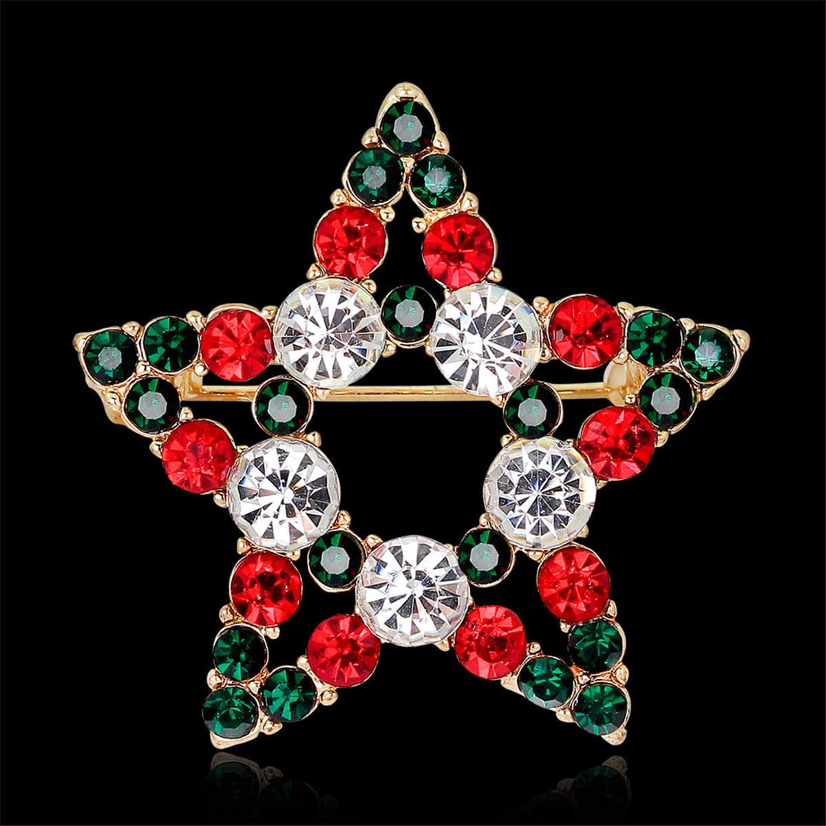 Cubic Zirconia and 18K Gold-Plated Hollow Star Brooch, gold brooch pin, botanical inspired, lifestyle look