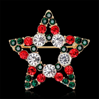 Cubic Zirconia and 18K Gold-Plated Hollow Star Brooch, gold brooch pin, botanical inspired, lifestyle look