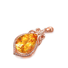 Yellow Crystal & Cubic Zirconia 18K Rose Gold-Plated Teardrop Pendant Necklace