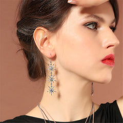 Cubic Zirconia & Silver-Plated Linking Sun Drop Earrings