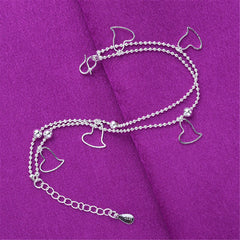 Silver-Plated Open Heart Layered Anklet