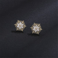 Crystal & 18k Gold-Plated Snowflake Stud Earrings