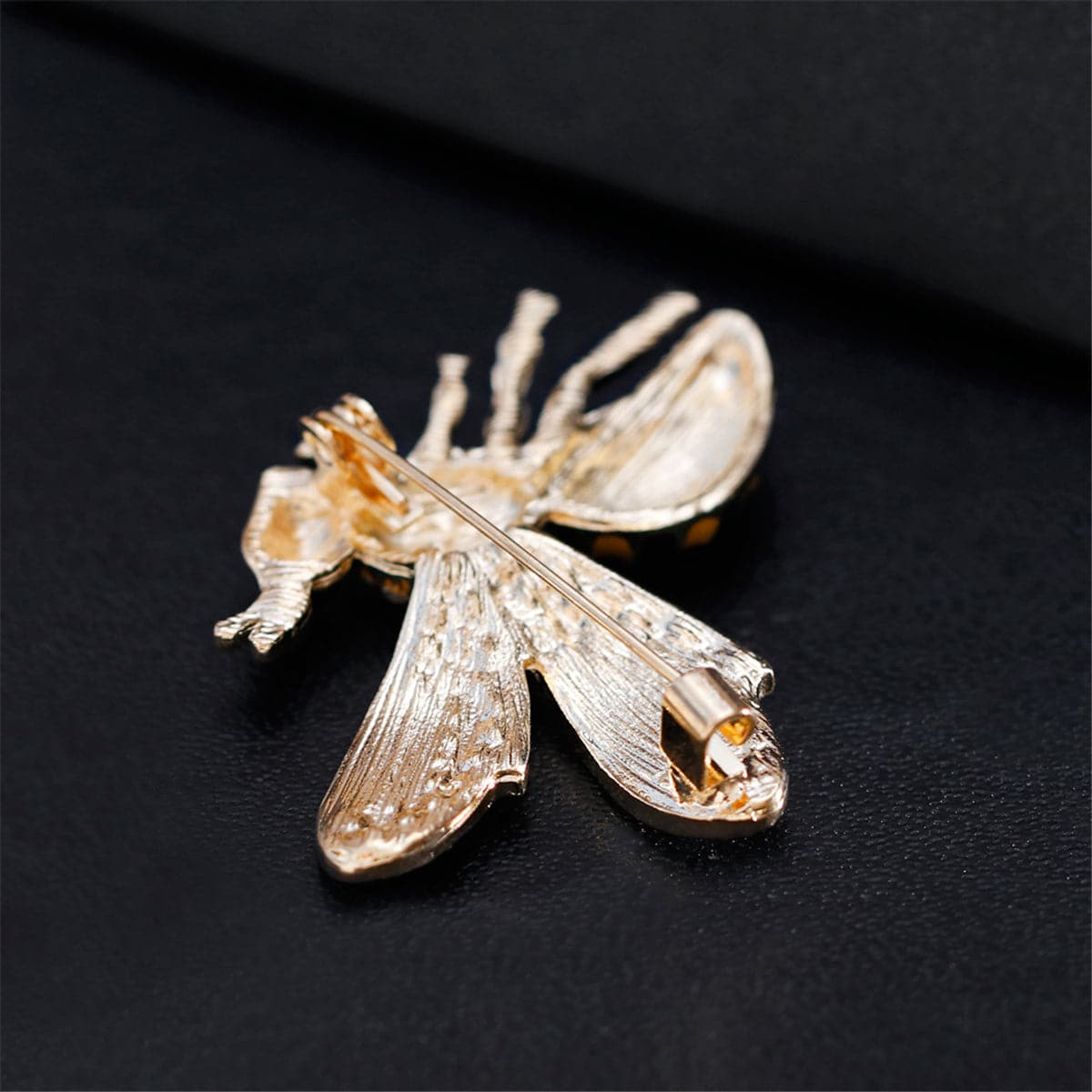 Cubic Zirconia & 18K Gold-Plated Bee Brooch