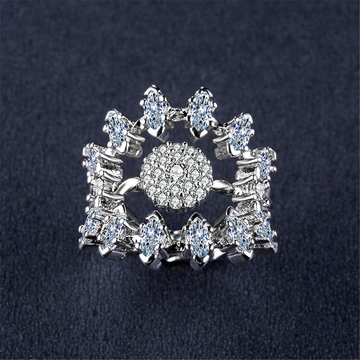 Crystal & Silver-Plated Firework Ring - streetregion