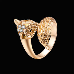 Cubic Zirconia & 18K Gold-Plated Modern Fox Ring