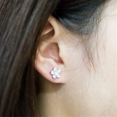 Crystal & Silver-Plated Flower Stud Earrings - streetregion