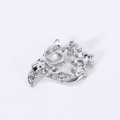 Clear Cubic Zirconia and Silver-Plated Floral Fox Brooch, silver brooch pin, vintage-inspired design, lifestyle look