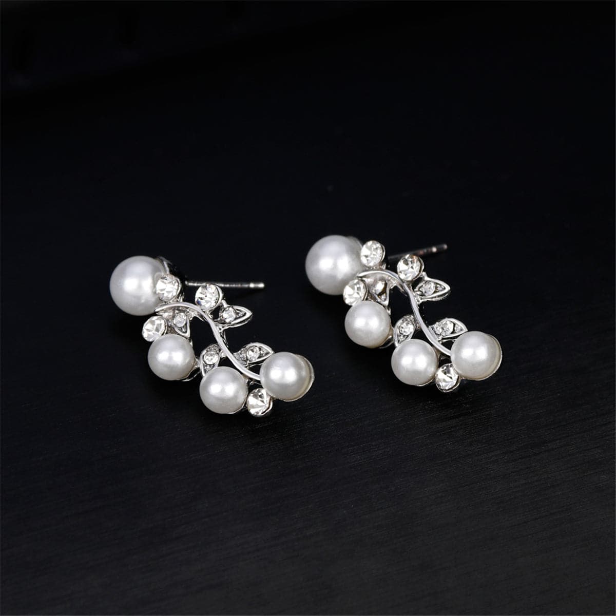 Cubic Zirconia and Pearl Cluster Rattan Drop Earrings and Statement Necklace, drop earrings for women, styled look