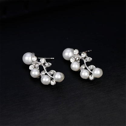 Cubic Zirconia and Pearl Cluster Rattan Drop Earrings and Statement Necklace, drop earrings for women, styled look