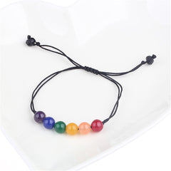 Rainbow Agate & Black Adjustable Beaded Bracelet