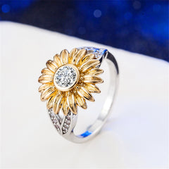 cubic zirconia & Two-Tone Sunflower Band Ring - streetregion