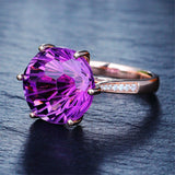 Purple Crystal & Cubic Zirconia Adjustable Ring
