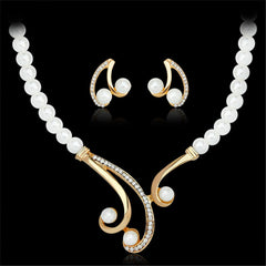 Pearl & Cubic Zirconia 18K Gold-Plated Botany Statement Necklace Set