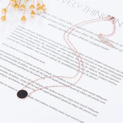 Black & 18K Rose Gold-Plated Round Pendant Necklace