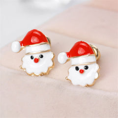 Red Enamel & 18K Gold-Plated Santa Claus Stud Earrings