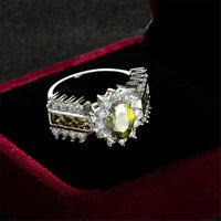 Green Crystal & Cubic Zirconia Ring