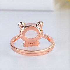 Rose Quartz & Cubic Zirconia Bear Adjustable Ring