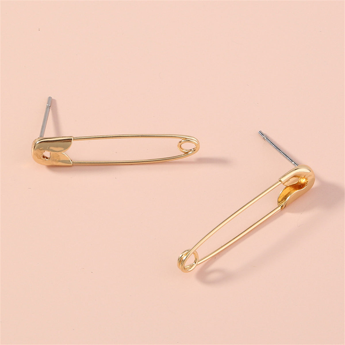 18K Gold-Plated Pin Drop Earrings, gold drop earrings for women, dainty minimalist design, side view