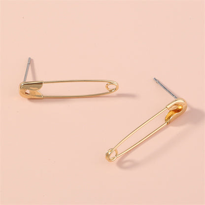 18K Gold-Plated Pin Drop Earrings, gold drop earrings for women, dainty minimalist design, side view