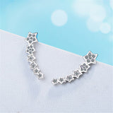 cubic zirconia & Silver-Plated Linking Star Ear Climbers - streetregion