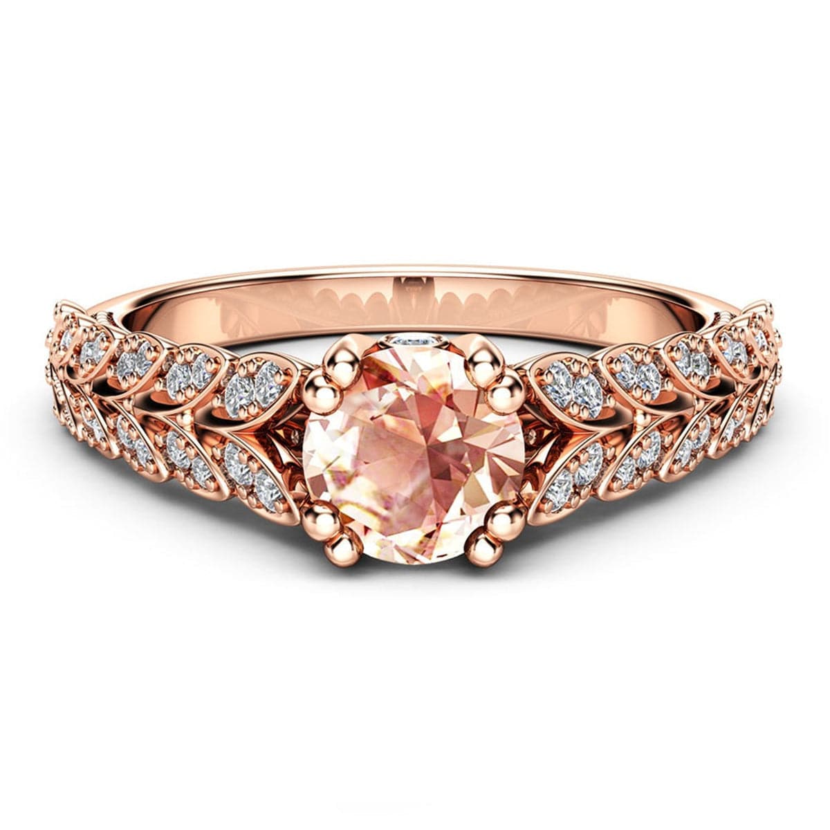 Pink cubic zirconia & 18k Rose Gold-Plated Flower Edge Ring - streetregion
