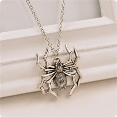 Silver-Plated Spider Pendant Necklace