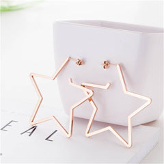18k Rose Gold-Plated Star Hoop Earrings - streetregion