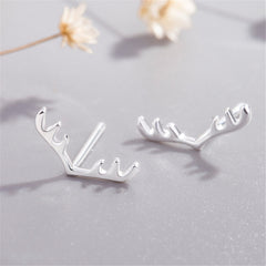 Silver-Plated Antler Stud Earrings