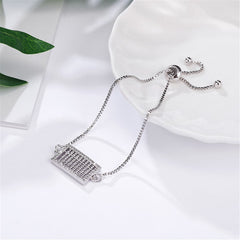 Cubic Zirconia & Silver-Plated Abacus Charm Adjustable Bracelet