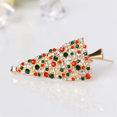 Cubic Zirconia & 18K Gold-Plated Christmas Tree Brooch