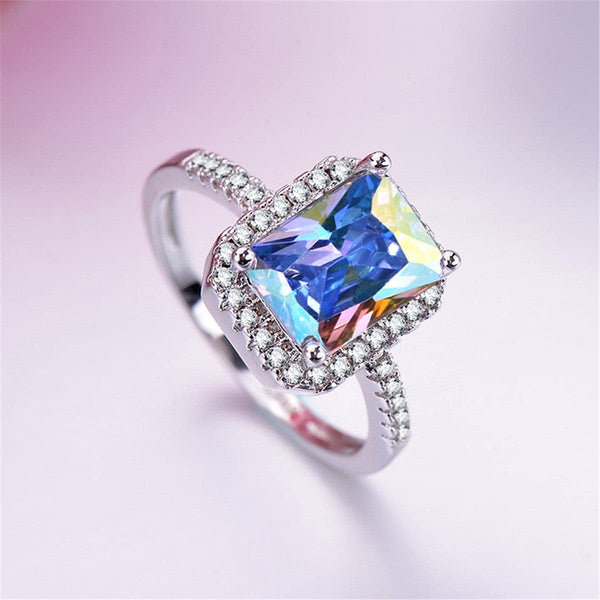 Blue & White Crystal Hola Ring