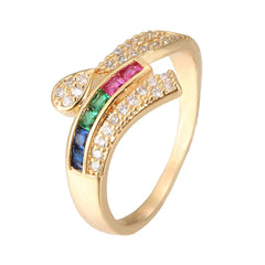 Rainbow Crystal & Cubic Zirconia Teardrop Ring