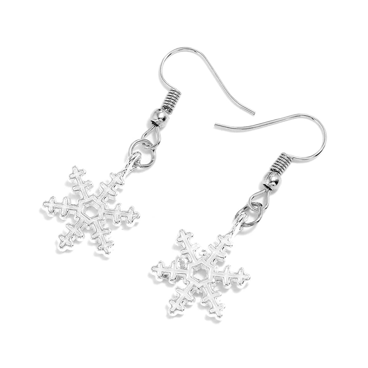 Silver-Plated Snowflake Drop Earrings