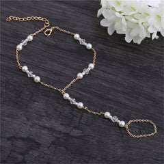 Pearl & 18K Gold-Plated Ankle-To-Toe Ring Station Anklet