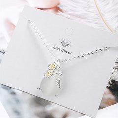 Cat Eye & Two-Tone Sakura Pendant Necklace