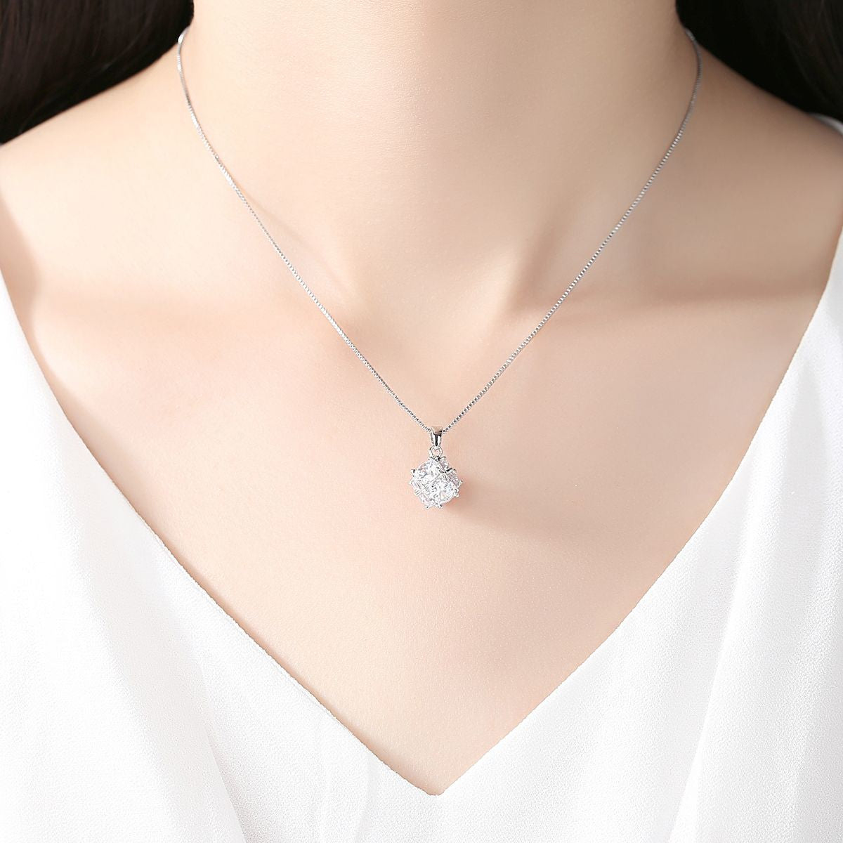 Crystal and Silver-Plated Wrapped Ball Pendant Necklace, silver pendant necklace for women, detail close-up